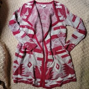 Lucky Brand Wool Blend Cardigan Burgundy Small